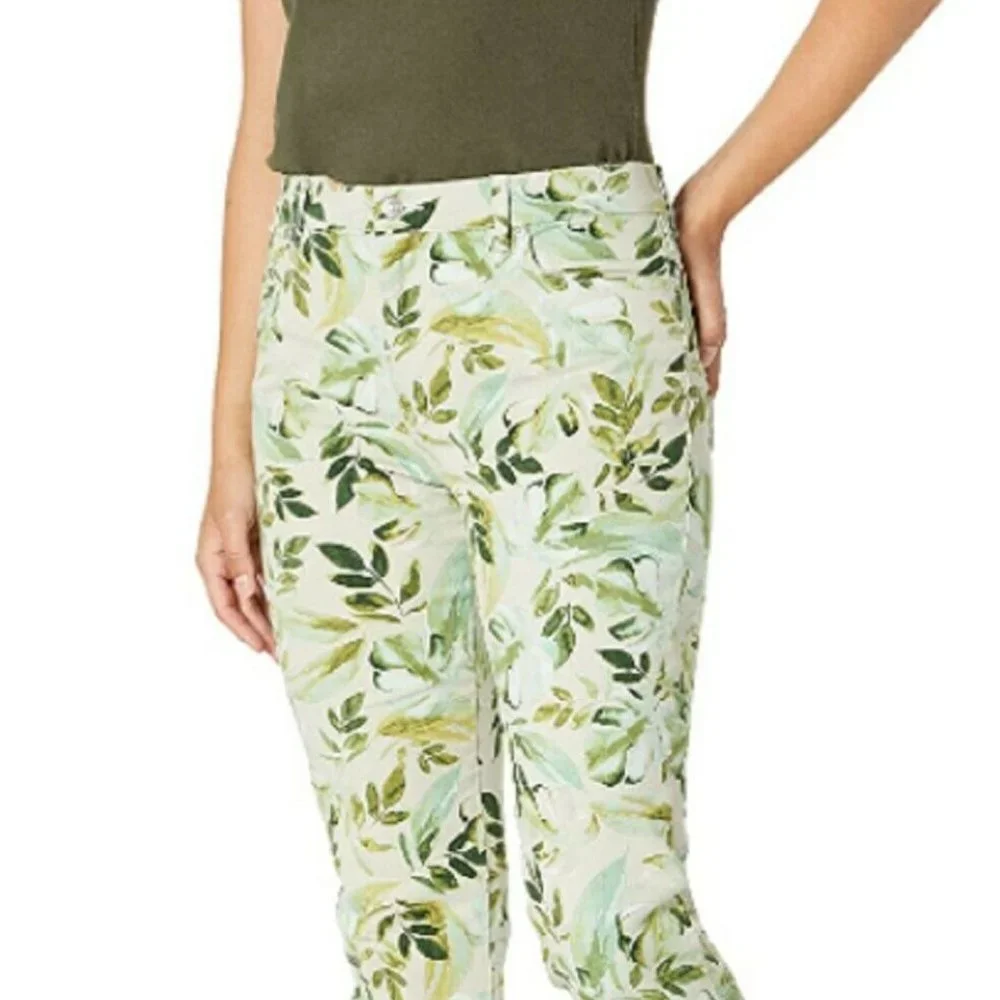 NWT Gloria Vanderbilt Amanda Capri Jeans in Stonewood & Palm Jungle Print Sz 12 - Picture 6 of 14